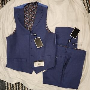 Sean John Blue Vest Classic V-neck Formal
